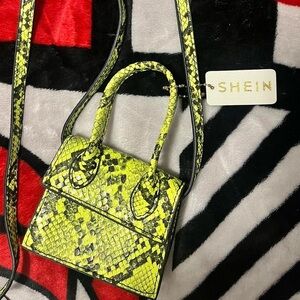 SHEIN Neon Yellow Snake Print Crossbody Bag